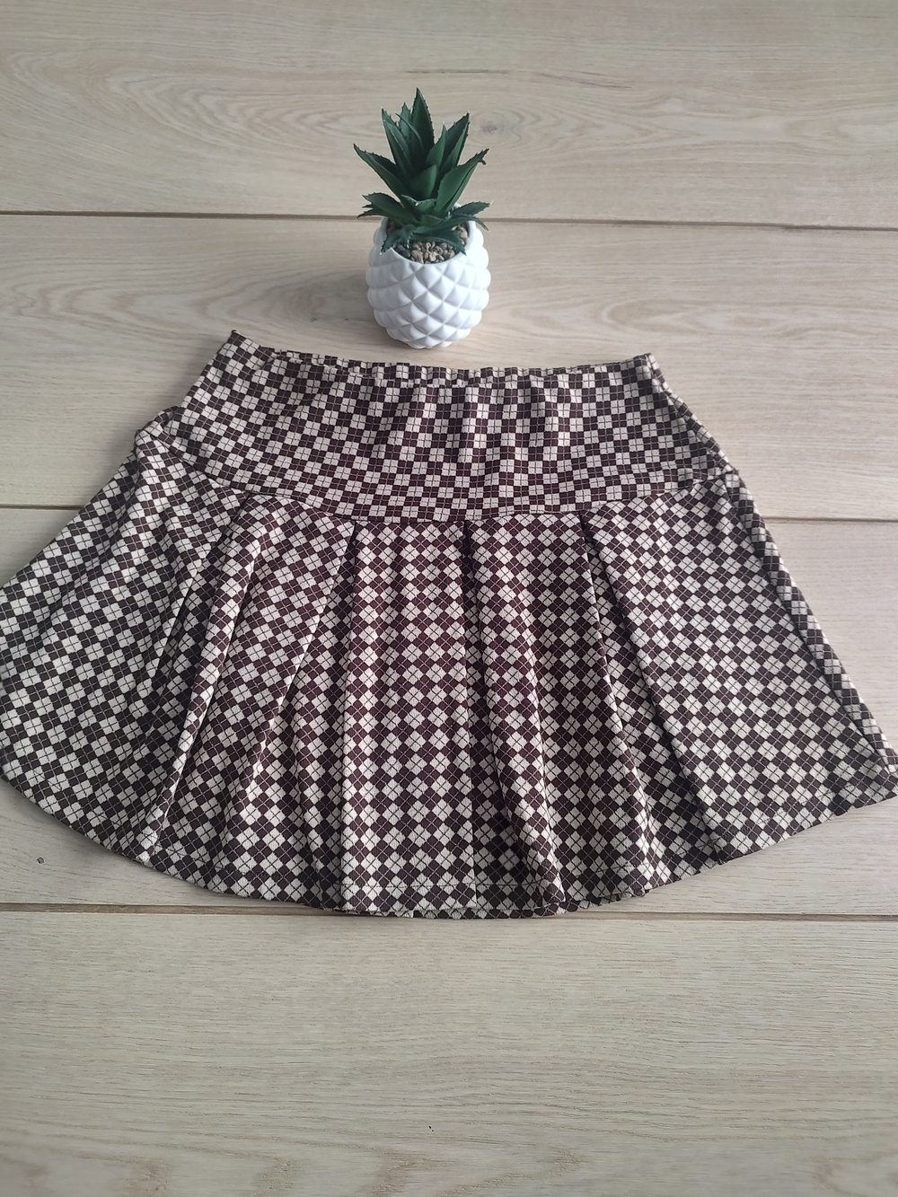 Skirt casual women mini Pleated Geometric Polyester And Spandex Elastic Waist.